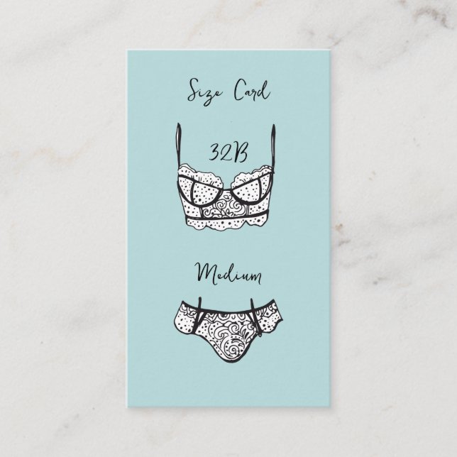 Storlekt kort för Lingerie Shower, svart, Snöre-Li (Framsida)