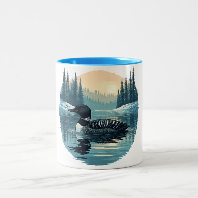 Storlom - Retro vinterstuga juldesign  Två-Tonad Mugg (Center)