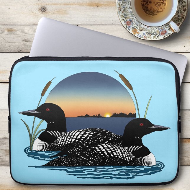 Storlompar Sjösunset Blått Sjölandskap Laptop Fodral (Skapare uppladdad)