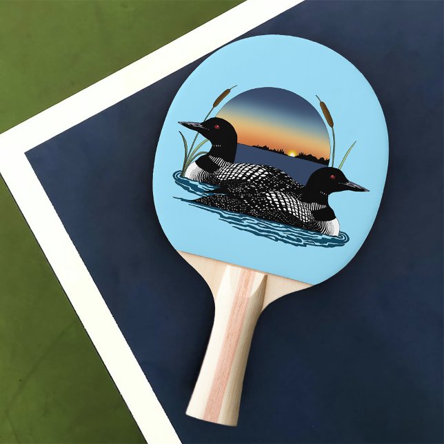 Storlompar Sjösunset Blått Sjölandskap Pingisracket (Skapare uppladdad)