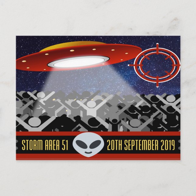 Storm Area 51 populärt minne humor vykort (Framsida)