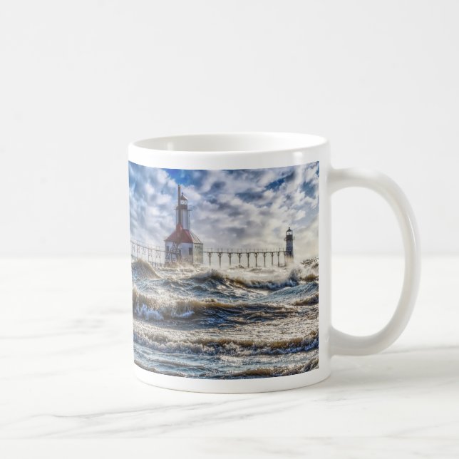 Storm at St Joseph Lighthouse Kaffemugg (Höger)