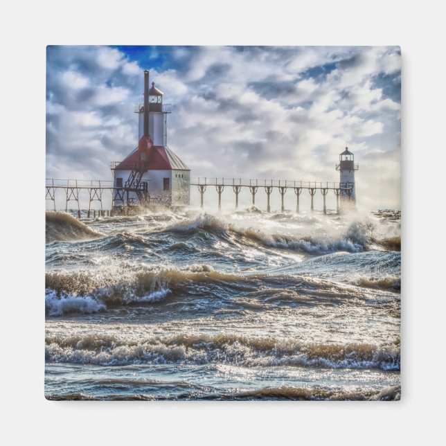 Storm at St Joseph Lighthouse Magnet (Framsidan)