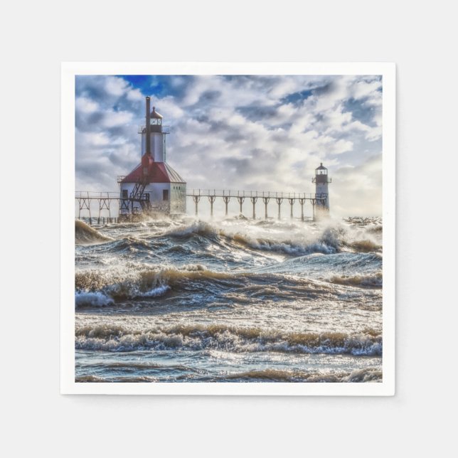 Storm at St Joseph Lighthouse Pappersservett (Framsidan)