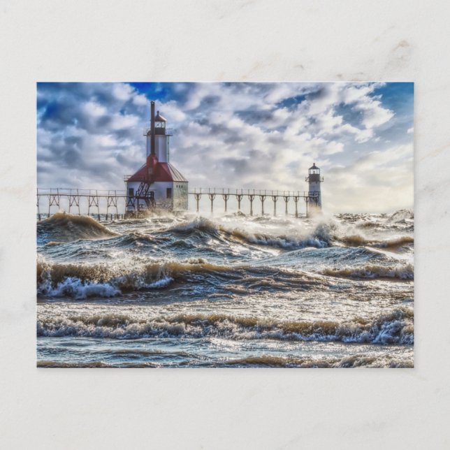 Storm at St Joseph Lighthouse Vykort (Framsida)