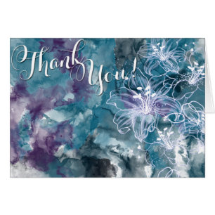 STORM BLUE WATERCOLOR HIBISCUS BRÖLLOP OBS KORT