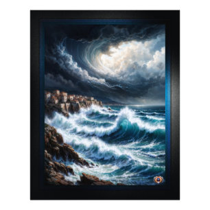 Storm by a Mediterranean Kusten AI Art by Xendor 7 Fototryck