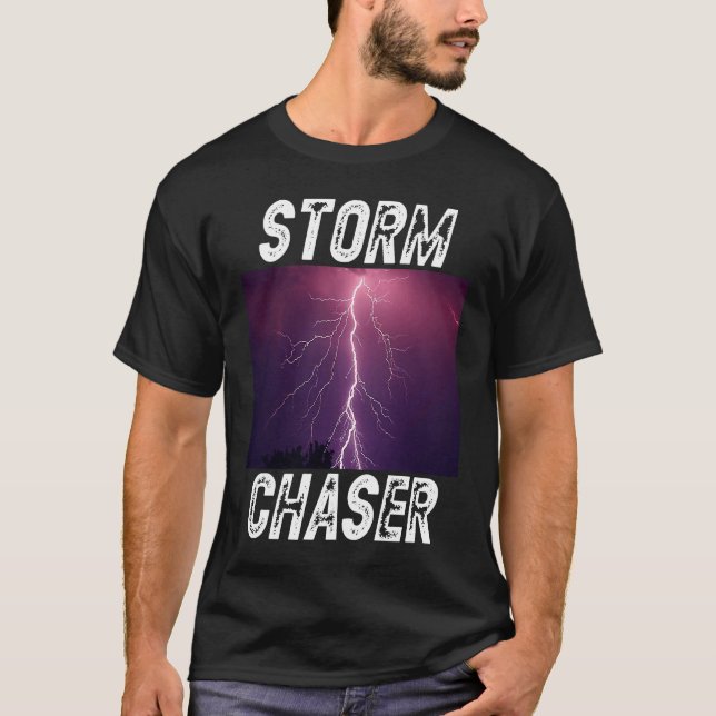 Storm Chaser Lightning Väderbild T Shirt (Framsida)