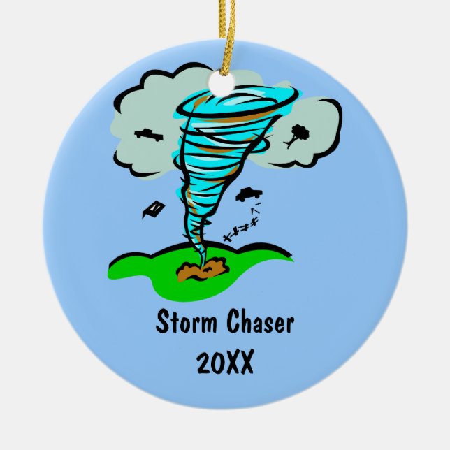 Storm Chaser Tornado Twister Weather Meteorology Julgransprydnad Keramik (Framsidan)