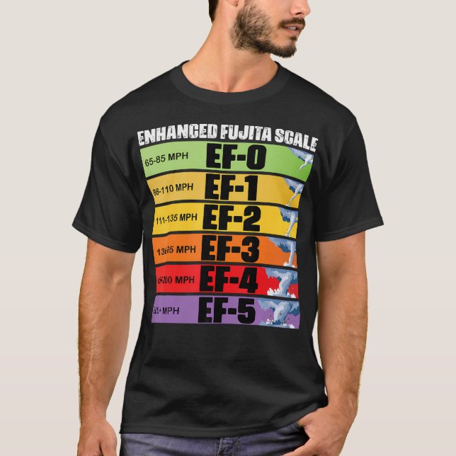 Storm Chasing Enhanced Fujita  Tornado Meteor T Shirt (Framsida)