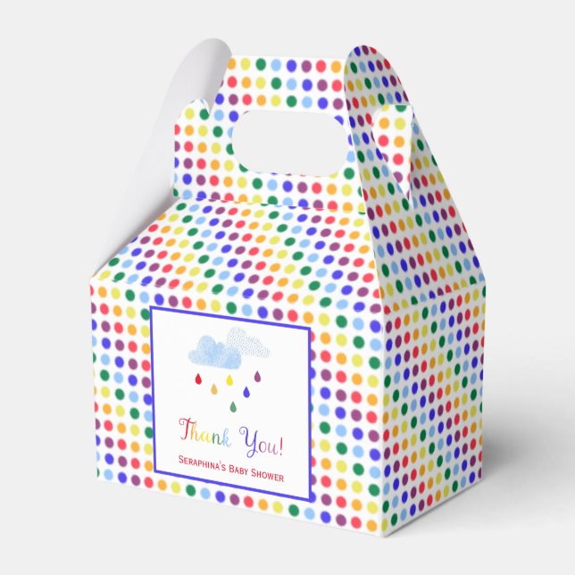 Storm Cloud Rainbow Dots Baby Shower Presentaskar (Framsidan Sidan)