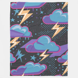 Storm Clouds, Blixtar Bults och Stars Mönster Fleecefilt