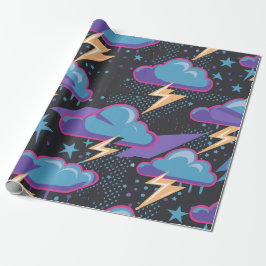 Storm Clouds, Blixtar Bults och Stars Mönster Presentpapper