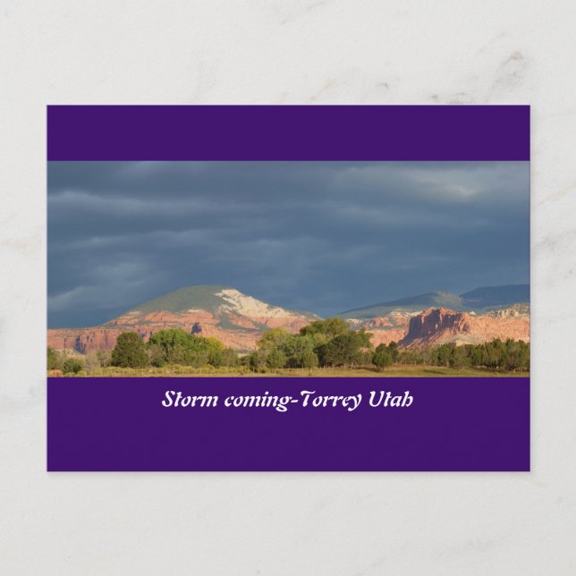 Storm Coming-Torrey Utah Vykort (Framsida)