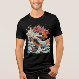 Storm Dragon with Sakura and Waves T Shirt