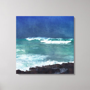 Storm för Vatten i Hawaii Aqua Blue Ocean Vinkarar Canvastryck