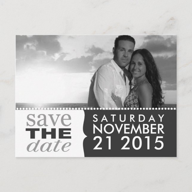 Storm Grått Sweet Beginnings Save Date Photo Meddelande Vykort (Framsida)