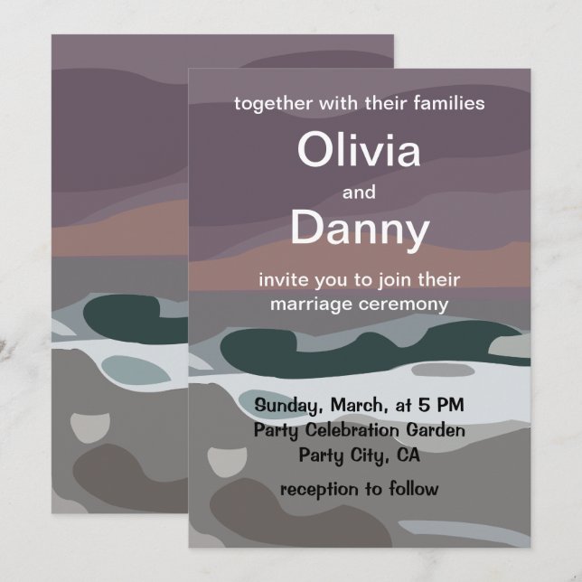 Storm Himmel Cloud Sea Vågar Nature Bröllop Inbjudningar (Fram/baksida)