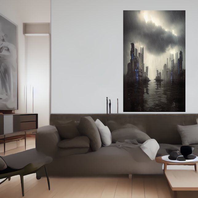 Storm i staden | AI Art Poster (Skapare uppladdad)