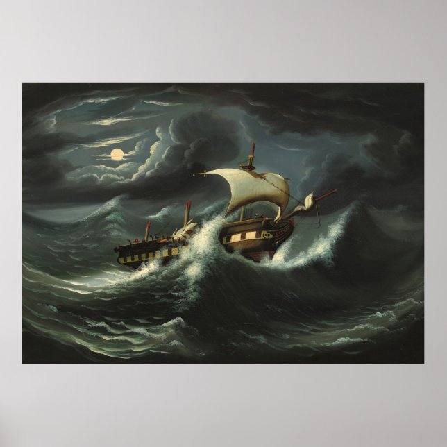 Storm kastad Frigate vid Thomas kammare Poster (Framsidan)