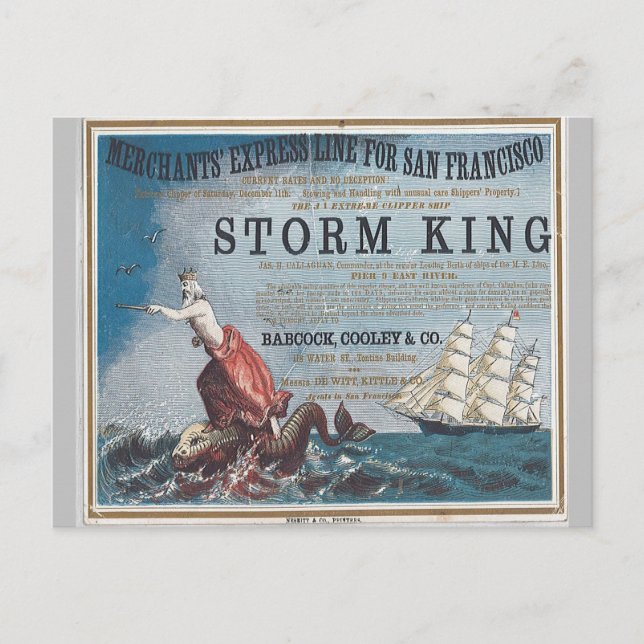 Storm Kung Clipper Sailing frakt Vykort (Framsida)