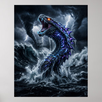 Storm Leviathan Tidvattenvåg Canvas Poster