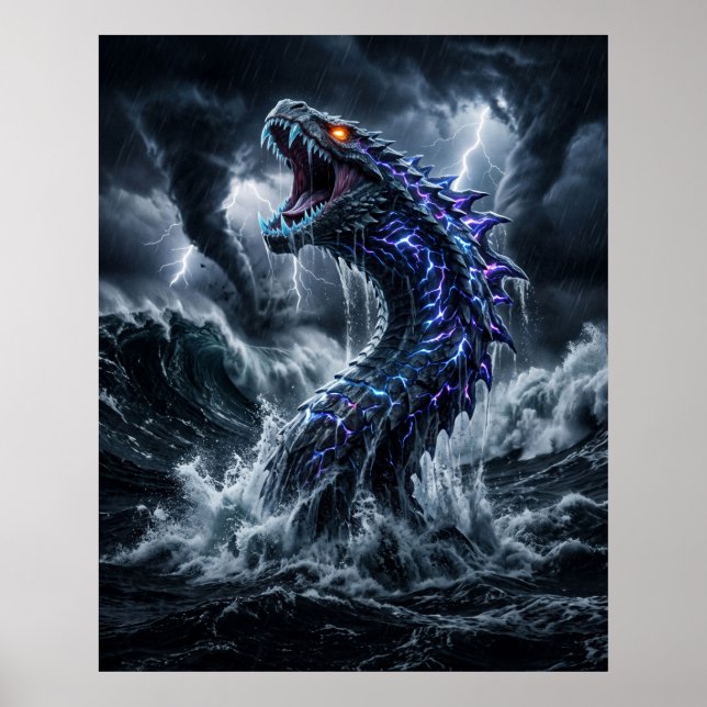 Storm Leviathan Tidvattenvåg Canvas Poster (Framsidan)