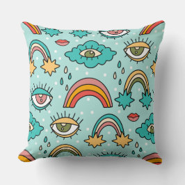 Storm Multifärgad Retro-symbol Mönster Kudde