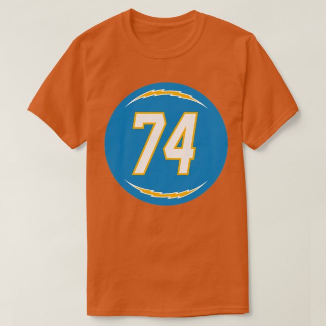 Storm Norton nummer 74 Jersey Los Angeles Chargers T Shirt (Design framsida)