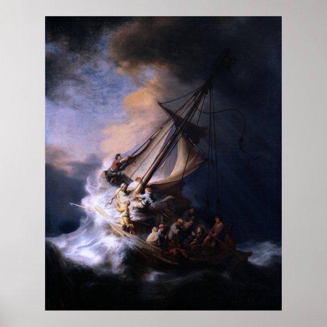 Storm on the Sea of Galilee by Rembrandt van Rijn Poster (Framsidan)