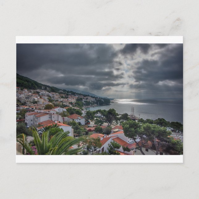 Storm över Brela, Kroatien Vykort (Framsida)