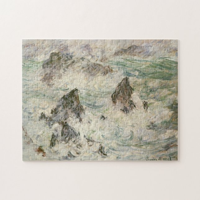 Storm på Belle-Ile Monet Fine Art Pussel (Horisontell)