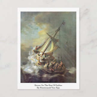 Storm på Galileehavet av Rembrandt Van Rijn Vykort