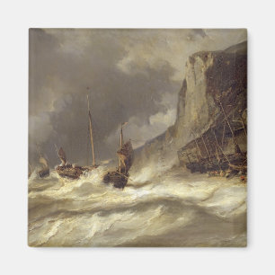 Storm på kusten på Etretat, Normandy, 1851 Magnet