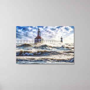 Storm på St Joseph Lighthouse Canvastryck