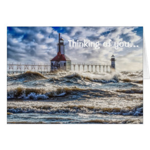 Storm på St Joseph Lighthouse tänker på dig kort