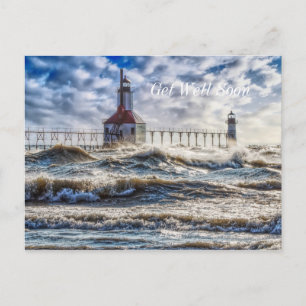 Storm på St Joseph LighthousGet well Soon Postcard Vykort