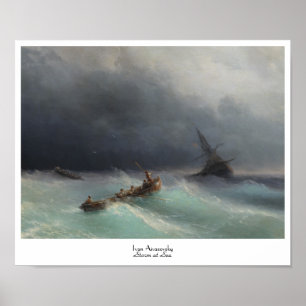 Storm på waterscape för havsIvan Aivasovsky Poster