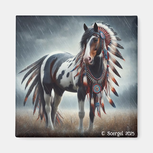 Storm Stallions Native American Paint Horse Magnet (Framsidan)