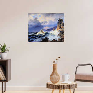 Storm till sjöss utanför Norges kust Poster