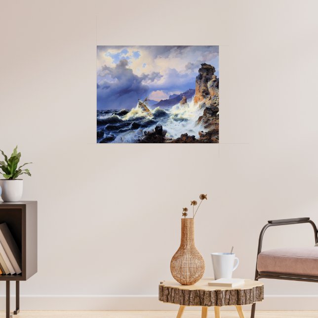 Storm till sjöss utanför Norges kust Poster (Vardagsrum 3)