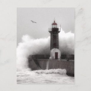Storm vid fyren vykort