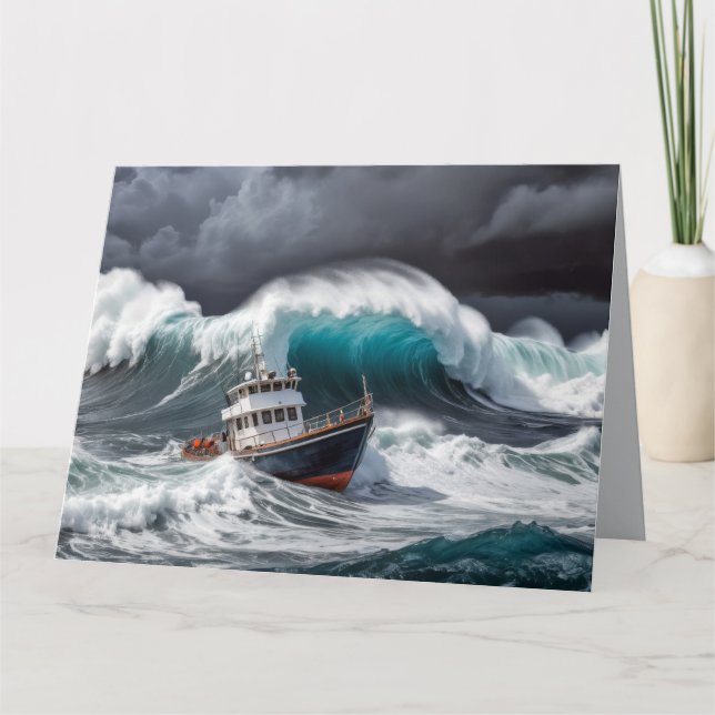 Storm vid havsvatten Majestic Powerful Breathtake Kort (Framsida)