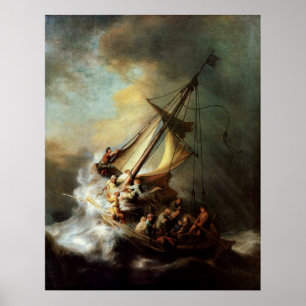 Storm vid Kanvastrycket Galilees hav Poster