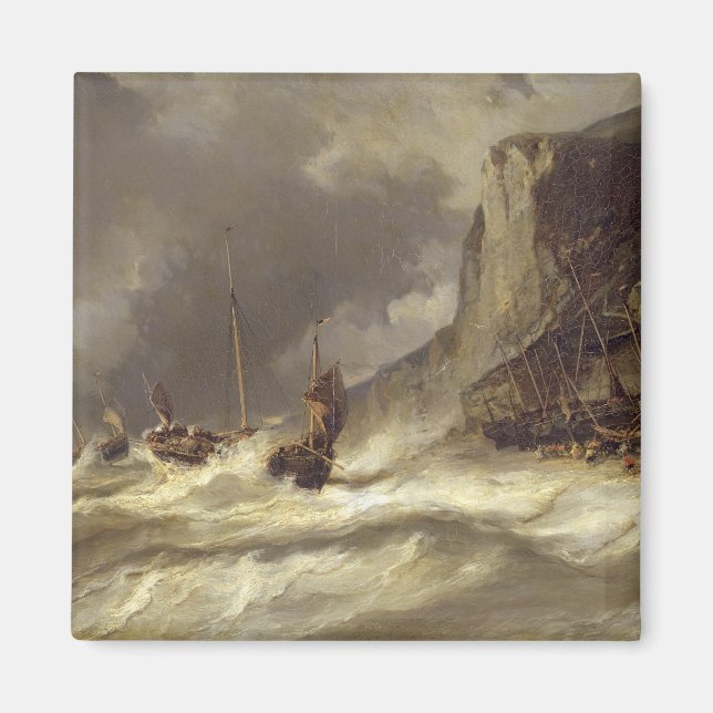 Storm vid Kusten vid Etretat, Normandie, 1851 Magnet (Framsidan)