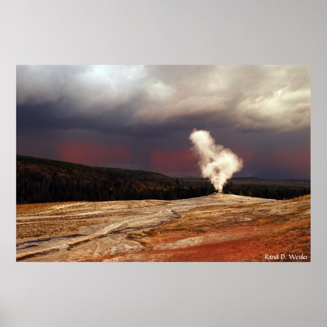 Storm vid Old Faithful Poster (Framsidan)