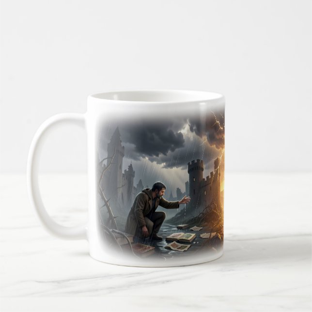 Stormbelyst Krigares Resa Bortom Ruiner Mugg (Vänster)