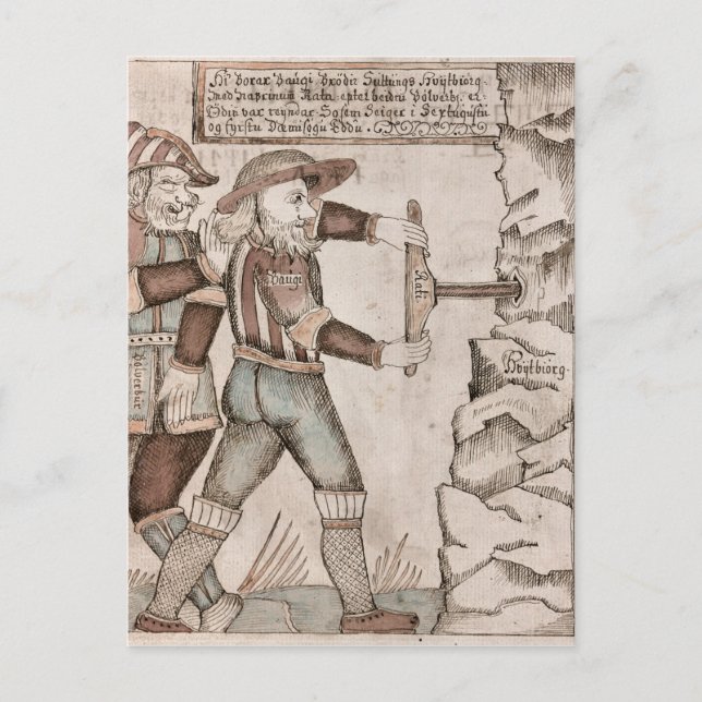 Stormen Baugi, övertalad av Odin Vykort (Framsida)