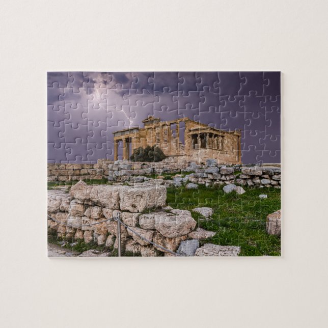 Stormen över Akropolis Aten, Grekland, Europa Pussel (Horisontell)