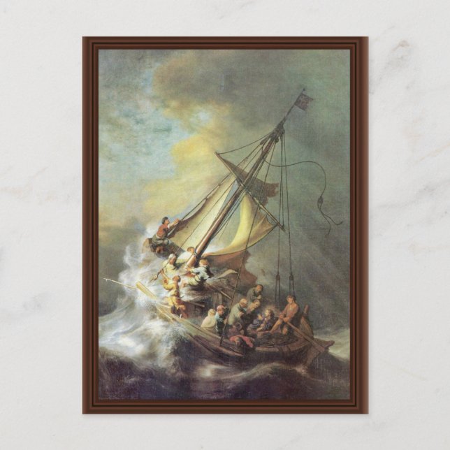 Stormen på Galilees hav. Av Rembrandt Van Vykort (Framsida)